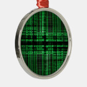 緑と黒のマトリックスパターン メタルオーナメント (右)