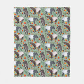 緑と黒のマラヤ語のタピアの動物柄 フリースブランケット (正面)