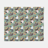 緑と黒のマラヤ語のタピアの動物柄 フリースブランケット (正面(横))