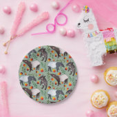 緑と黒のマラヤ語のタピアの動物柄 ペーパープレート (パーティー)