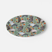 緑と黒のマラヤ語のタピアの動物柄 ペーパープレート (アングル)