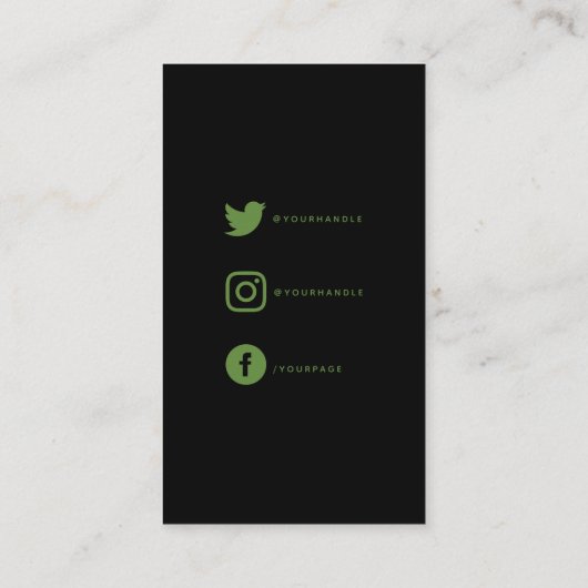 緑と黒のモンステラ、社会的なリンク感謝していユーザ エンクロージャーカード (裏面)