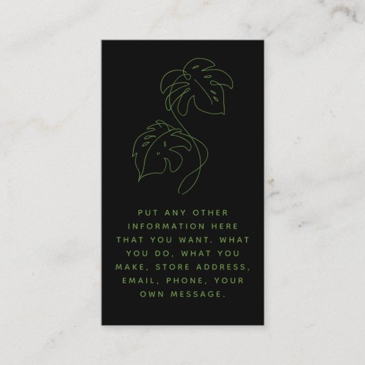 緑と黒のモンステラ、社会的なリンク感謝していユーザ エンクロージャーカード (正面)
