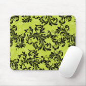 緑と黒のリーフィースクロールマウスパッド マウスパッド (マウス)