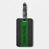 緑と黒のヴィンテージレザーテクスチャ ラゲッジタグ (裏面縦)