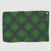 緑と黒の傾斜した四角またはチェス ゴルフタオル (横)