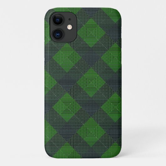 緑と黒の傾斜した四角またはチェス Case-Mate iPhoneケース (裏面)