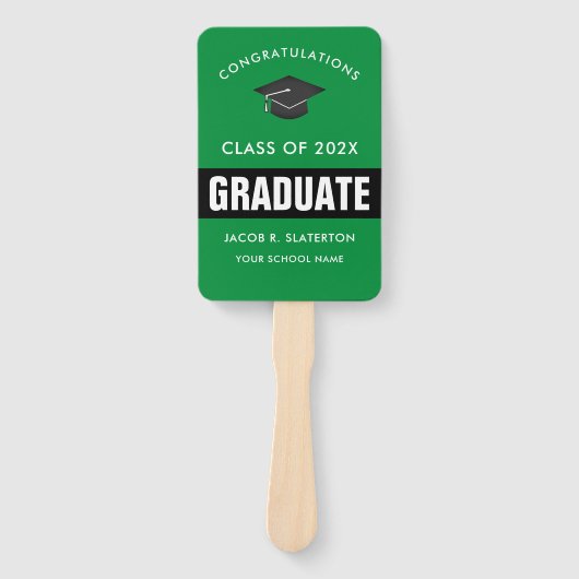 緑と黒の写真卒業ハンドファン ハンドファン (正面)