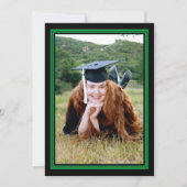 緑と黒の写真卒業パーティー 招待状 (正面)