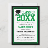 緑と黒の写真卒業パーティー 招待状 (裏面)