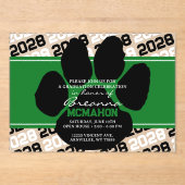 緑と黒の卒業のパワプリントフロステッド アクリル招待状 (正面)