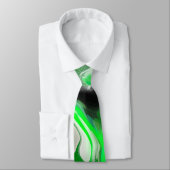 緑と黒の大理石デジタル流体アート ネクタイ (タイ)