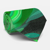 緑と黒の大理石デジタル流体アート ネクタイ (ロール)