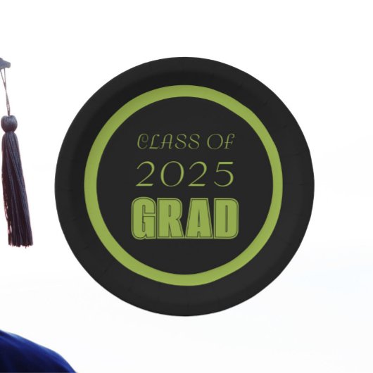 緑と黒の学校のカラー卒業 ペーパープレート