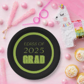 緑と黒の学校のカラー卒業 ペーパープレート (パーティー)