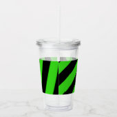 緑と黒の対角線のストライプパターン アクリルタンブラー (右)