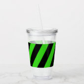 緑と黒の対角線のストライプパターン アクリルタンブラー (左)