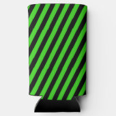緑と黒の対角線のストライプパターン スリム缶クーラー (裏面)