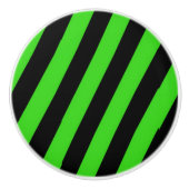 緑と黒の対角線のストライプパターン セラミックノブ (正面)