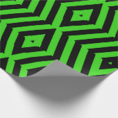 緑と黒の対角線のストライプパターン ラッピングペーパー (角)