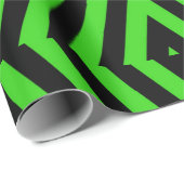 緑と黒の対角線のストライプパターン ラッピングペーパー (ロールコーナー)