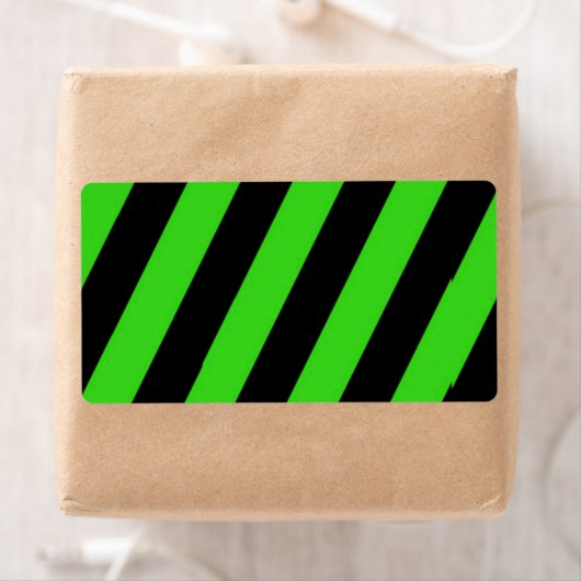 緑と黒の対角線のストライプパターン ラベル (インサイチュ)