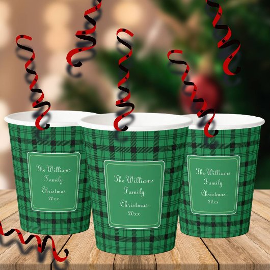 緑と黒の居心地の良いプレイス名 紙コップ