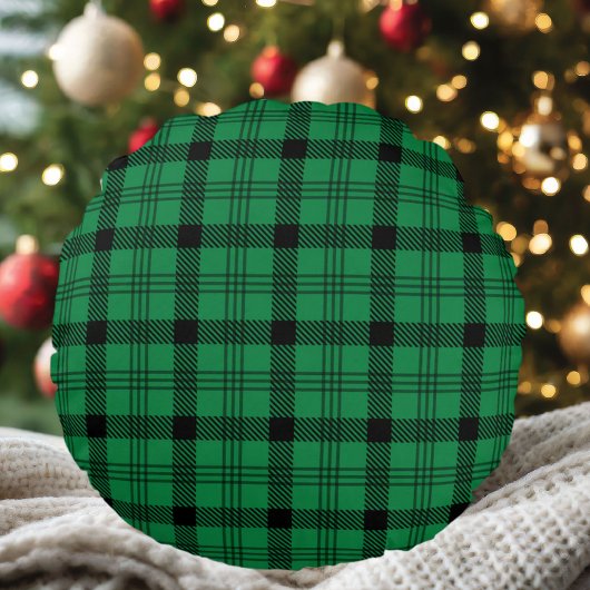 緑と黒の居心地の良いプレイス ラウンドクッション