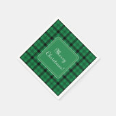 緑と黒の居心地の良いプレイドメリークリスマス スタンダードカクテルナプキン (角)