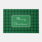 緑と黒の居心地の良いプレイドメリークリスマス ドアマット (正面)