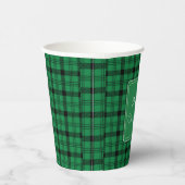 緑と黒の居心地の良いプレイドメリークリスマス 紙コップ (右)