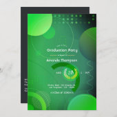 緑と黒の幾何学卒業パーティー 招待状 (正面/裏面)