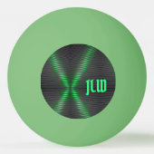 緑と黒の抽象芸術とストライプイニシャル 卓球ボール (正面)