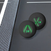 緑と黒の抽象芸術とストライプイニシャル 卓球ボール