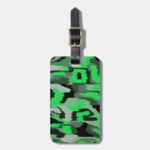 緑と黒の抽象芸術アート ラゲッジタグ (正面縦)