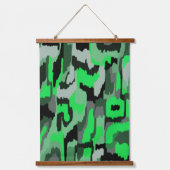 緑と黒の抽象芸術アート 吊り下げ型タペストリー (正面)