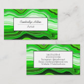 緑と黒の抽象芸術流体アート 名刺 (正面/裏面)