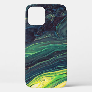 緑と黒の抽象芸術絵画 iPhone 12ケース