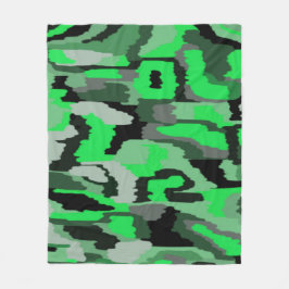 緑と黒の抽象芸術 フリースブランケット