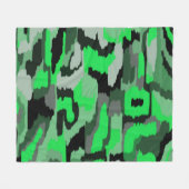 緑と黒の抽象芸術 フリースブランケット (正面(横))