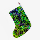 緑と黒の明るい渦巻き スモールクリスマスストッキング (裏面 (吊り時))