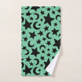 緑と黒の月の星 バスタオルセット (ハンドタオル)
