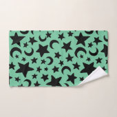 緑と黒の月の星 バスタオルセット (ハンドタオル)