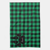 緑と黒の格子柄の前刷りキッチンタオル キッチンタオル (縦)