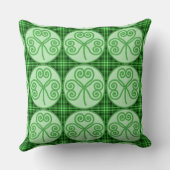 緑と黒の格子模様のシャムロック枕 クッション (裏面)