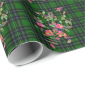 緑と黒の格子模様(ヴィンテージバラ) ラッピングペーパー (ロールコーナー)