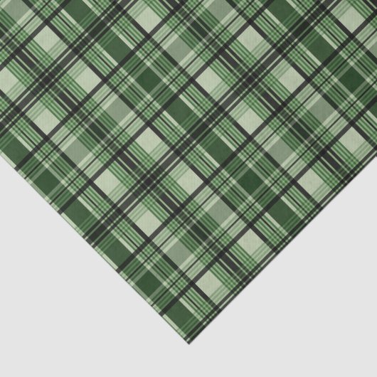 緑と黒の格子状タータンチェック模様 薄葉紙 (詳細)