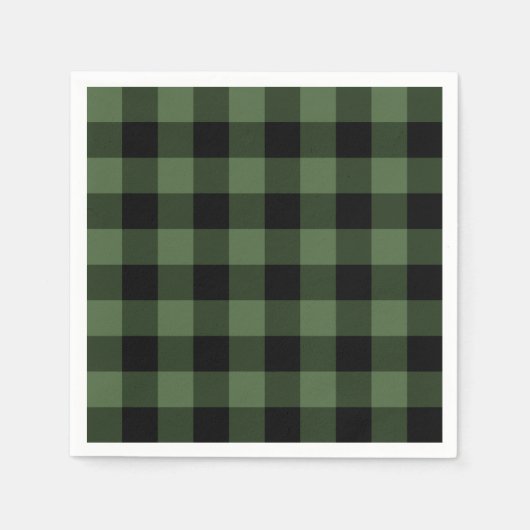 緑と黒の格子縞 スタンダードカクテルナプキン (正面)