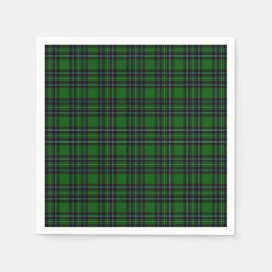 緑と黒の格子縞 スタンダードカクテルナプキン (正面)