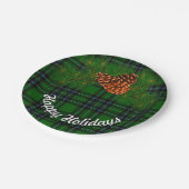 緑と黒の格子縞 – 松の円錐 ペーパープレート (アングル)